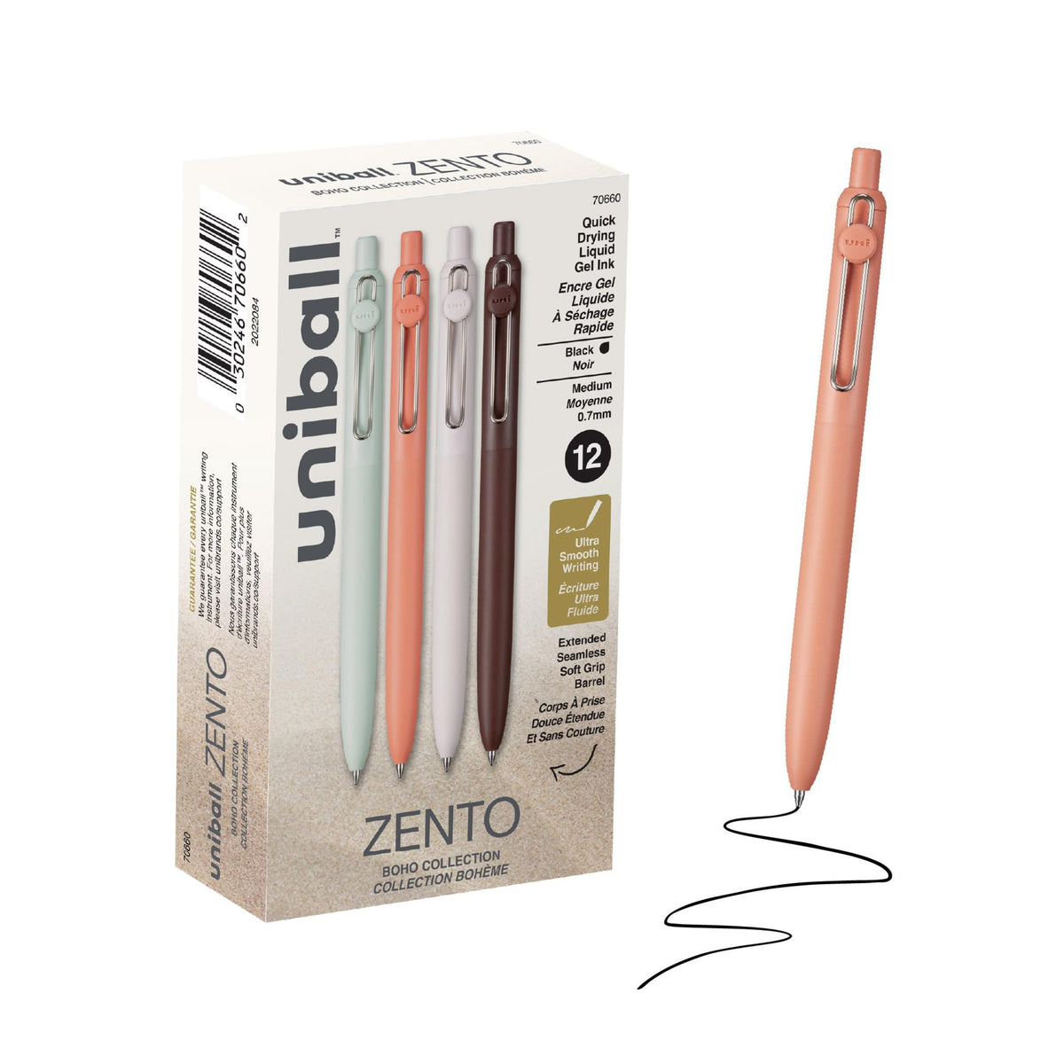 uniball™ Zento Gel Pens, Black Ink, 0.7mm Medium Point, 4 Count