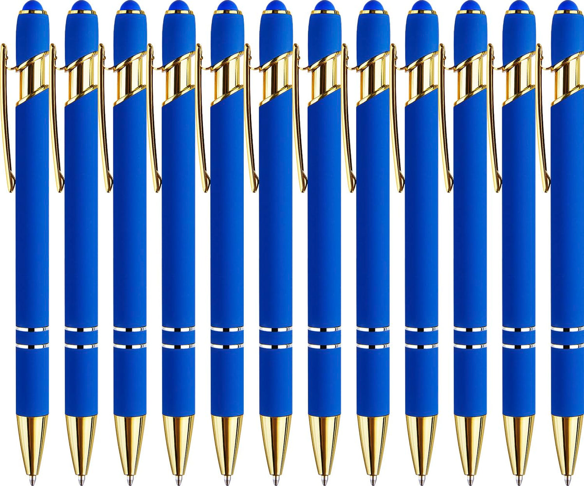 LINFANC 12 Pack Nice Black Pens Ballpoint Pens Stylus Pen for Touchscreen