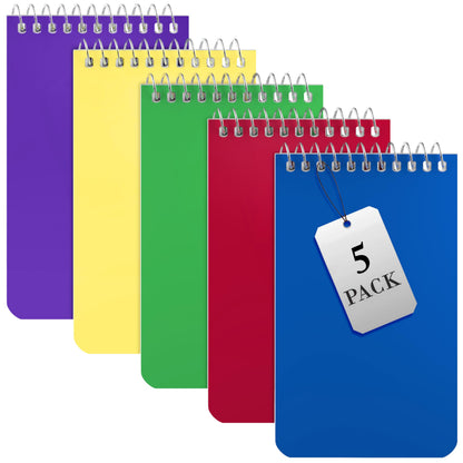 Alitte Small Notebooks, Spiral Notepads 3x5 - (Bulk Pack of 25) Pocket Notebook, Memo Pads For Home, Office, College, School - Lined College Ruled Paper - 5 Colored Notebooks, 75 Sheets Per Notebook