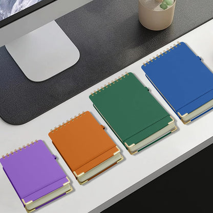 300 Pages Top Spiral Notebook 6x9 Leather Steno Pad Hardcover Steno Notebooks Top Spiral for Work Steno NotePad, 100 GSM Thick Paper, Left Handed Notebooks for Office College School, Black