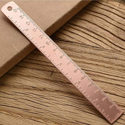 Rose Gold Ruler, Metal Drawing Ruler, Brass Straight, Unisex Learning Measuring Bookmark Stationery for School Office Math Geometry Gift Drafting Tools and Kits
