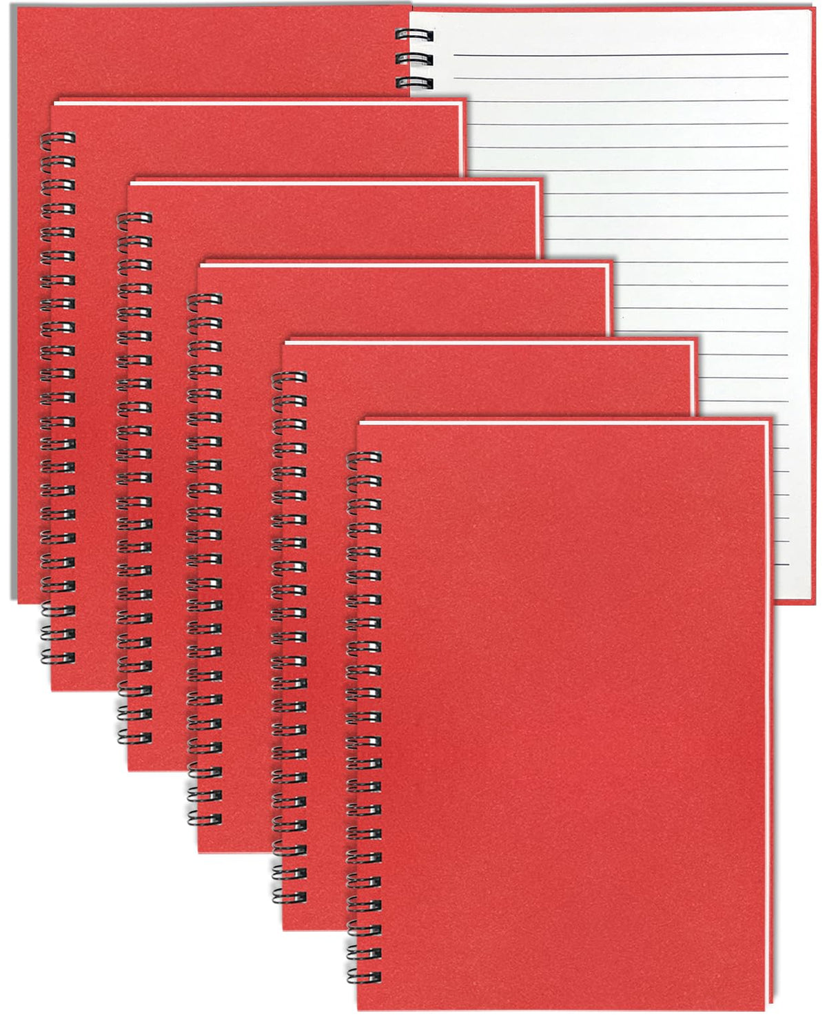 6Pack Spiral Notebook, 5.7x8.3” Small Notebooks for Work 120 Page Note Pads