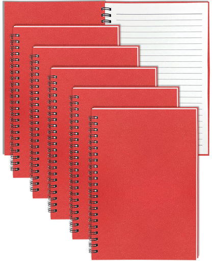 6Pack Spiral Notebook, 5.7x8.3” Small Notebooks for Work 120 Page Note Pads