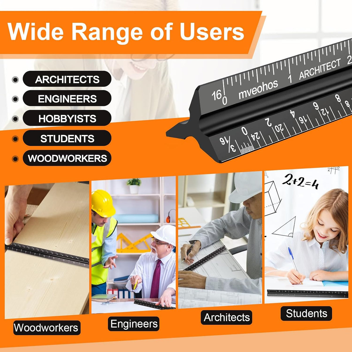 Architectural Scale Ruler, Imperial Measurements 12''