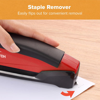 Bostitch Office Executive 3 in 1 Stapler, One Finger, 20 Sheet, Red