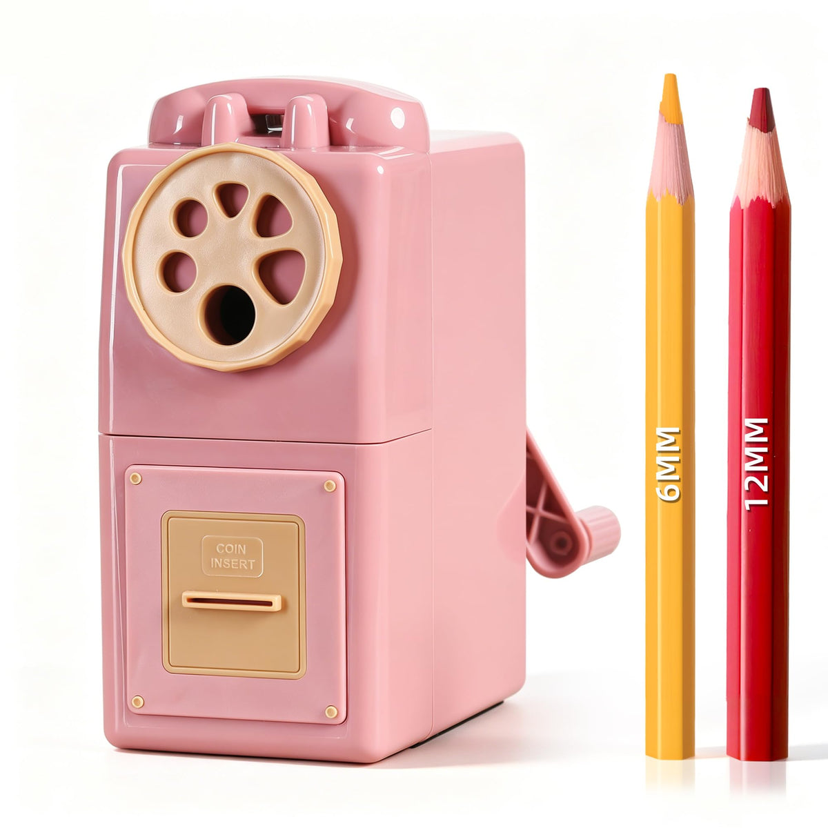 ZMOL Heavy Duty Manual Hand Crank Pencil Sharpener, Desktop, Black