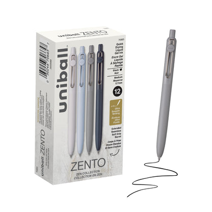 uniball™ Zento Gel Pens, Black Ink, 0.7mm Medium Point, 4 Count