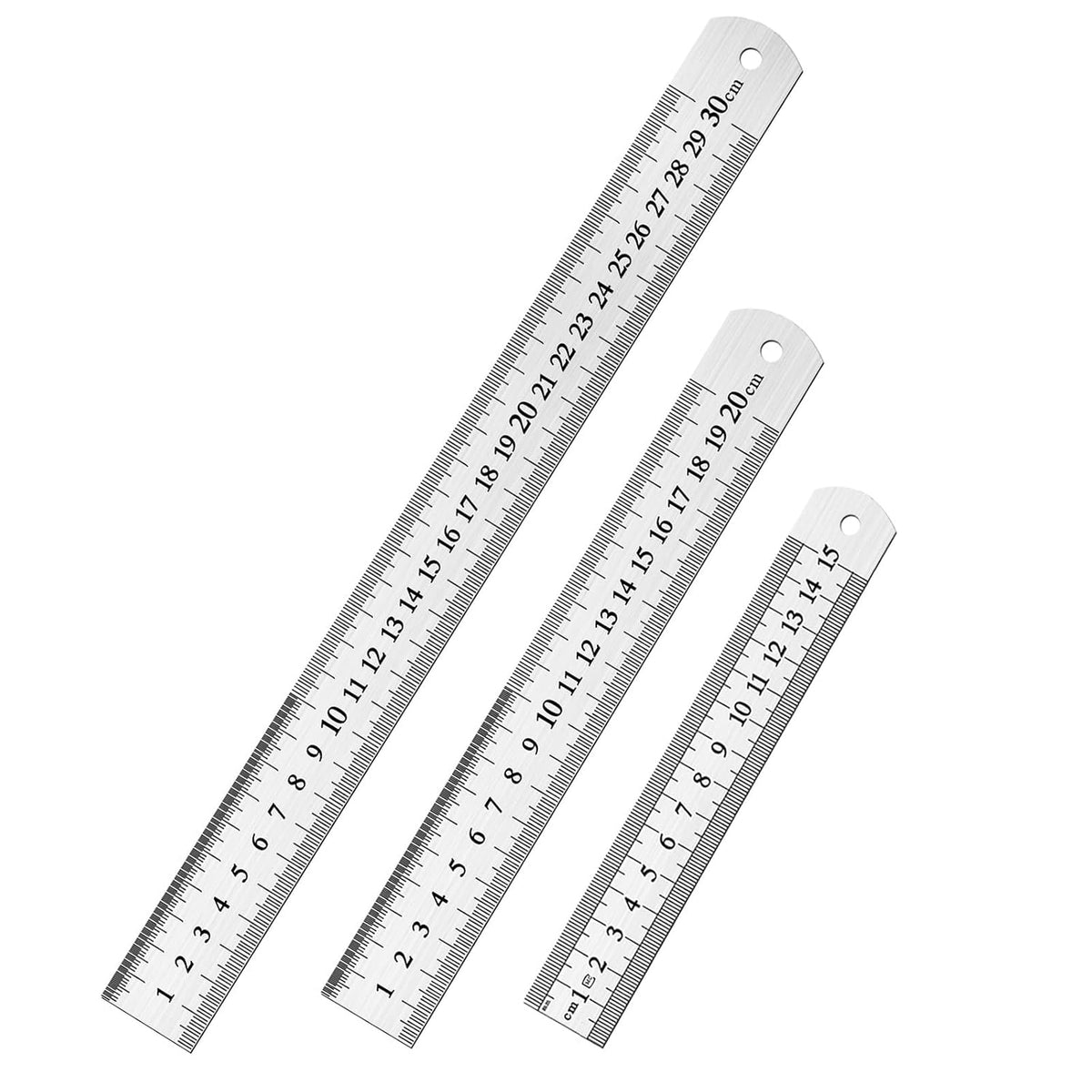 DTDNZKN 3 Pcs Stainless Steel Rulers, 6", 8", 12" (15cm,20cm,30cm)