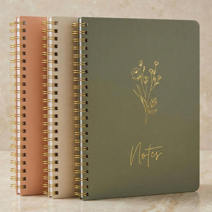 Aesthetic Spiral Notebook Set of 3 For Women - Cute College Ruled 7x5