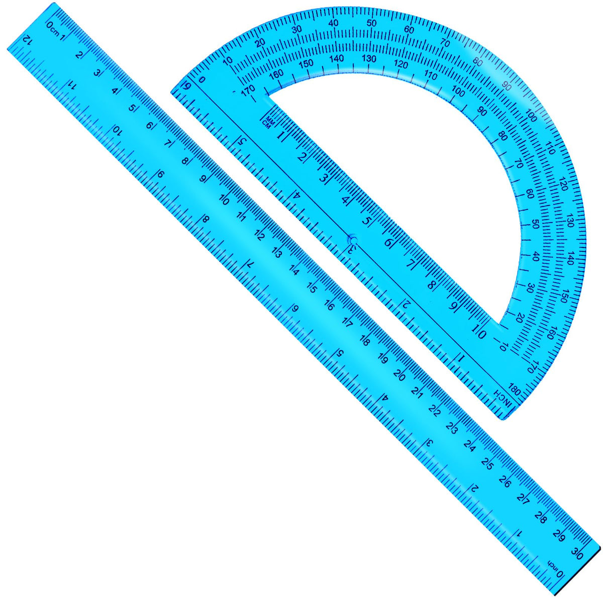 2 Packs 12 Inch Plastic Ruler and 6 Inch Plastic Protractor Set Clear Math Geometry Set Classroom Set Angle Detector School Supplies Classroom Ruler Home Office Drawings (Pink)