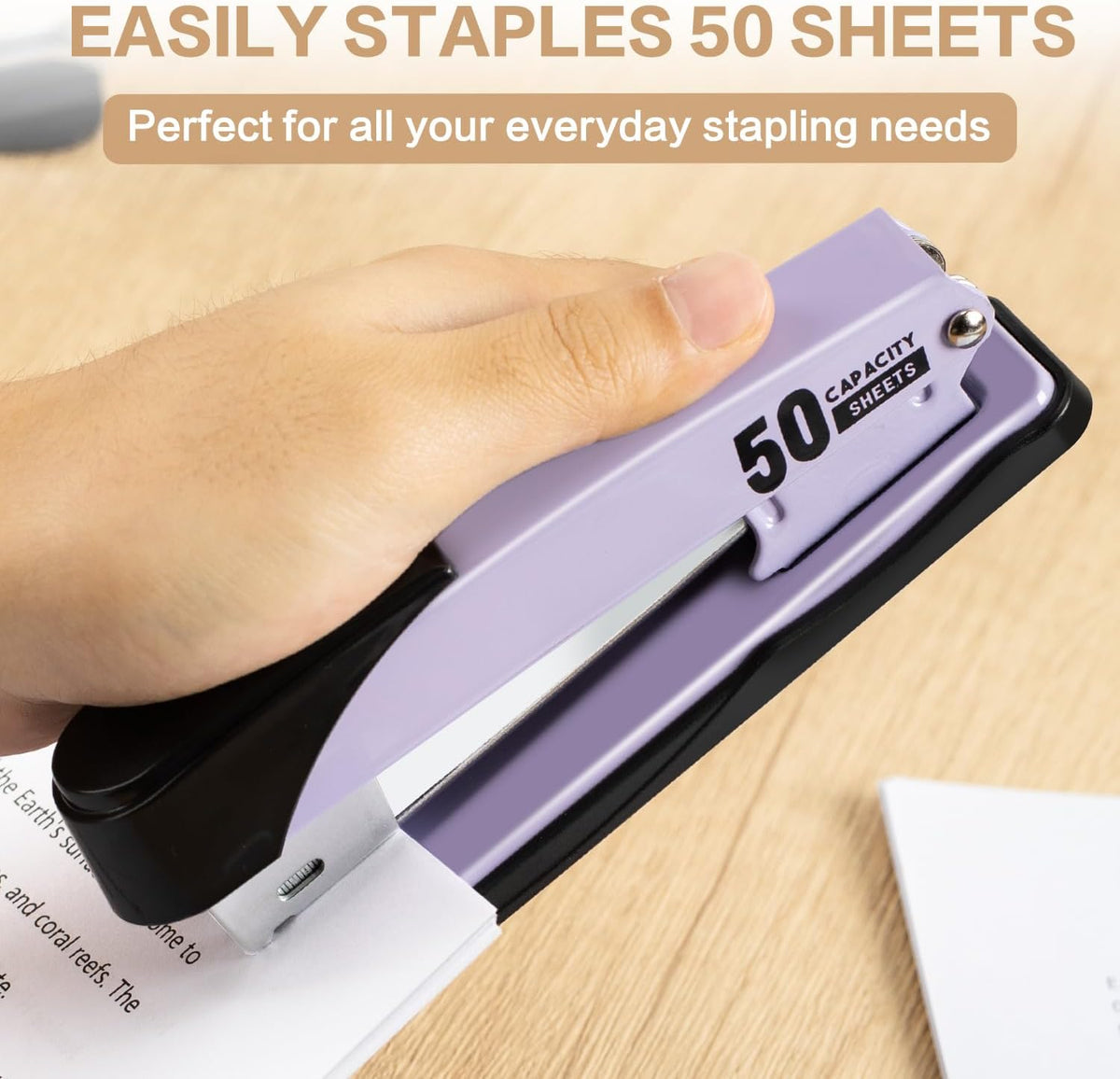 Deli Stapler Heavy Duty, 2000 Staples and Staple Remover, Purple