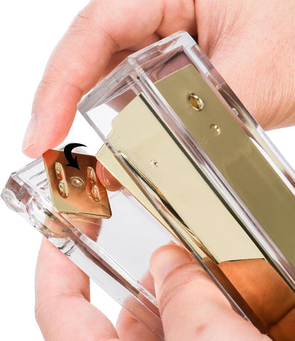 Hiceeden Acrylic Gold Stapler and Tape Dispenser Set, Desk Accessories Office Supplies Includes Tape, Staple Remover and 1000pcs 24/6 Staples, Modern Cute Stapler Set for Desk