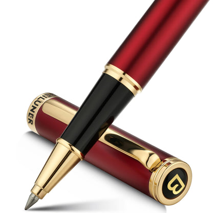 BEILUNER Luxury Rollerball Pen, Stunning Silver Chrome with 24K Gold Finish,Noble and Elegant Designs,Schneider Ink Refill, Best Gift Pen for Men & Women, Professional, Executive Office, Fancy Pens