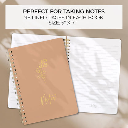 Aesthetic Spiral Notebook Set of 3 For Women - Cute College Ruled 7x5
