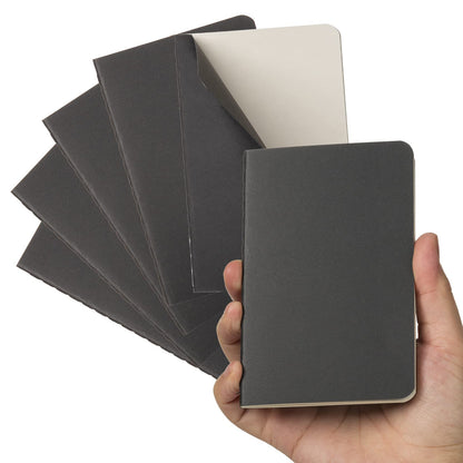 TWONE 6 Pack Mini Pocket Notebooks, 3.5x5.5, Lined, Black Cardstock