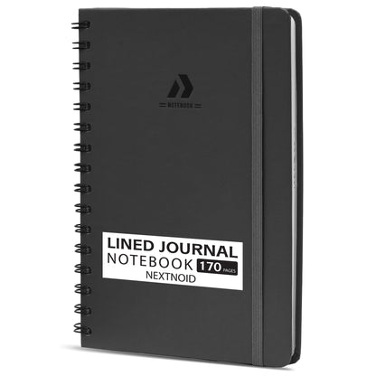 Nextnoid Lined Spiral Notebook Journal For Women & Men - A5(5.8" x 8.3") 170 Pages, Hardcover Notebooks for Work & Note Taking, College Ruled Journals for Writing - Grey