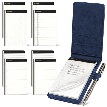 WEMATE Pocket Notebook with Pen, 10 Piece Pocket Notebook Set Brown