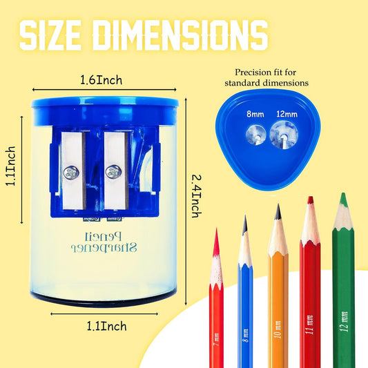 Manual Pencil Sharpener - 2 Pcs Dual Hole Premium Quality Pencil Sharpeners for Standard & Large Sized Pencils - Handheld Pencil Sharpener for Kids, Adults, Artists, Home & Office Uses
