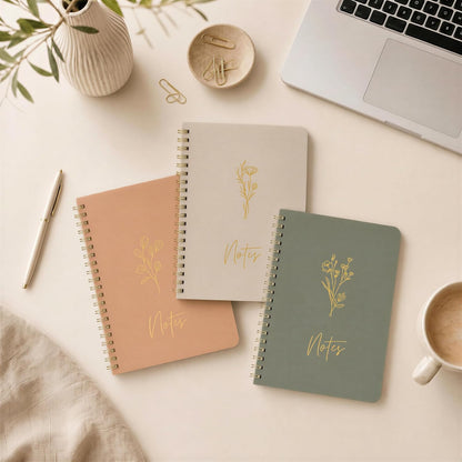 Aesthetic Spiral Notebook Set of 3 For Women - Cute College Ruled 7x5