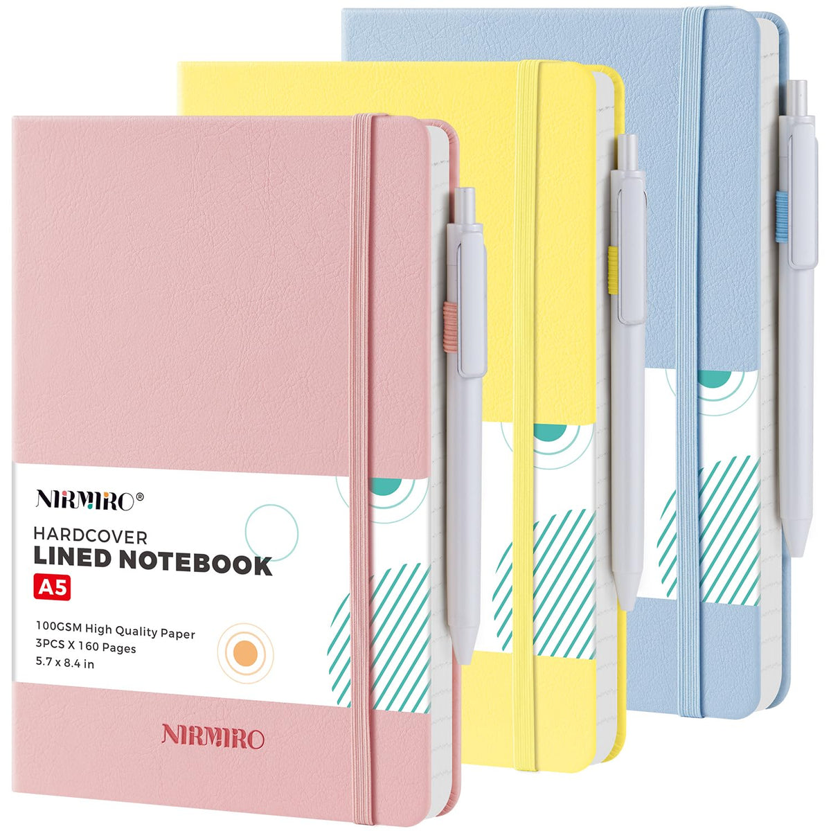 Small Notebook Pocket Journal, A6 3.7" x 5.7", 3 Pack, Black Leather Cover