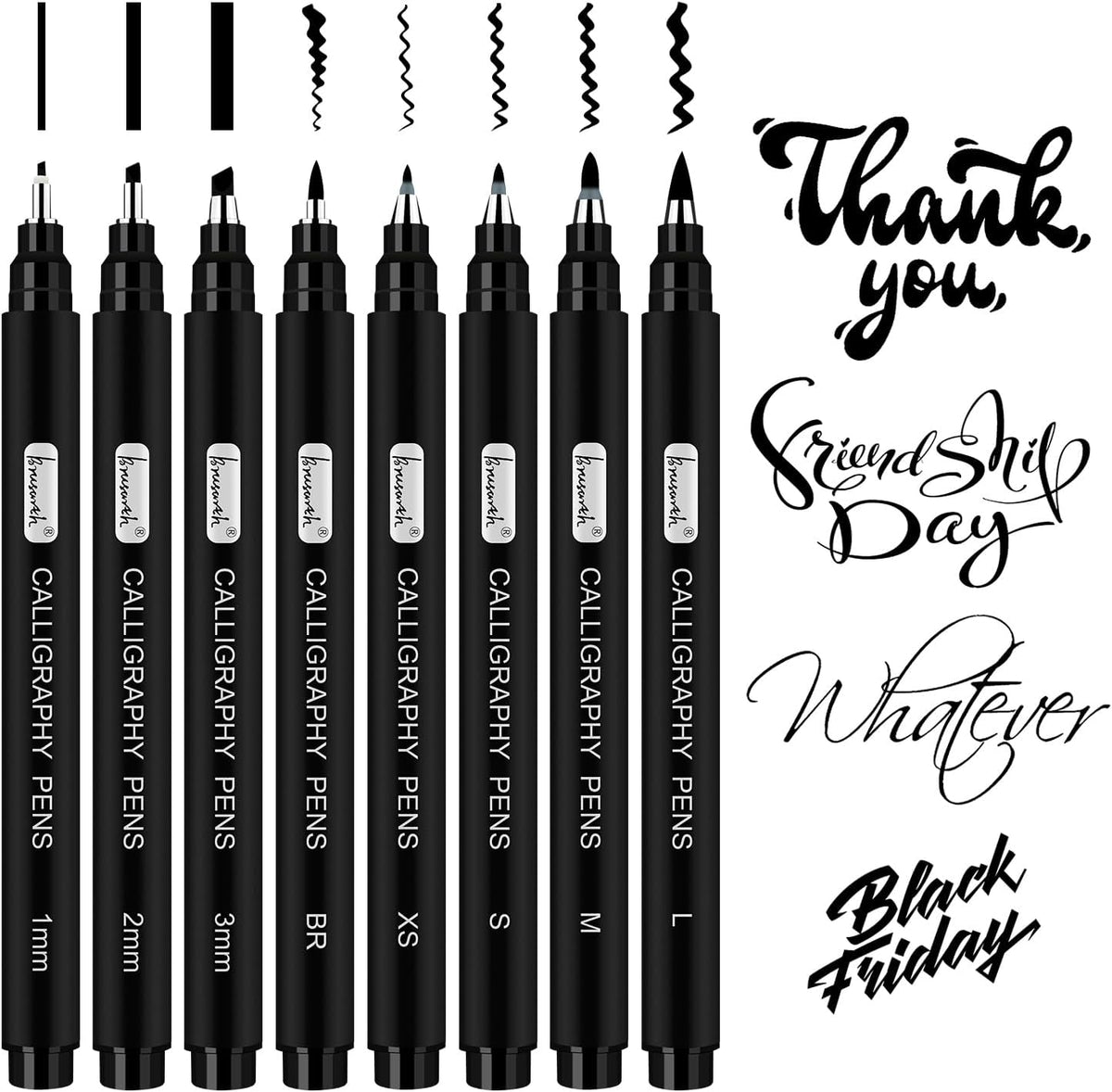 Brusarth Calligraphy Pens for Writing, Hand Lettering Pens, 10 Size