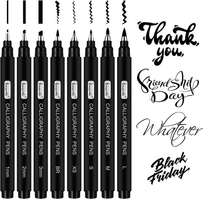 Brusarth Calligraphy Pens for Writing, Hand Lettering Pens, 10 Size