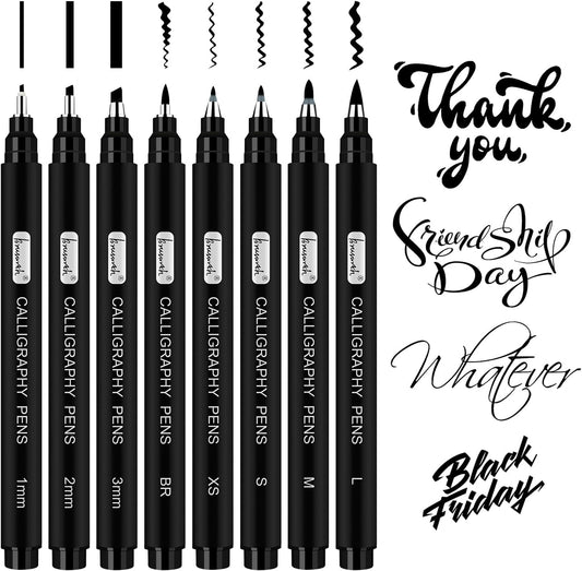 Brusarth Calligraphy Pens for Writing, Hand Lettering Pens, 10 Size