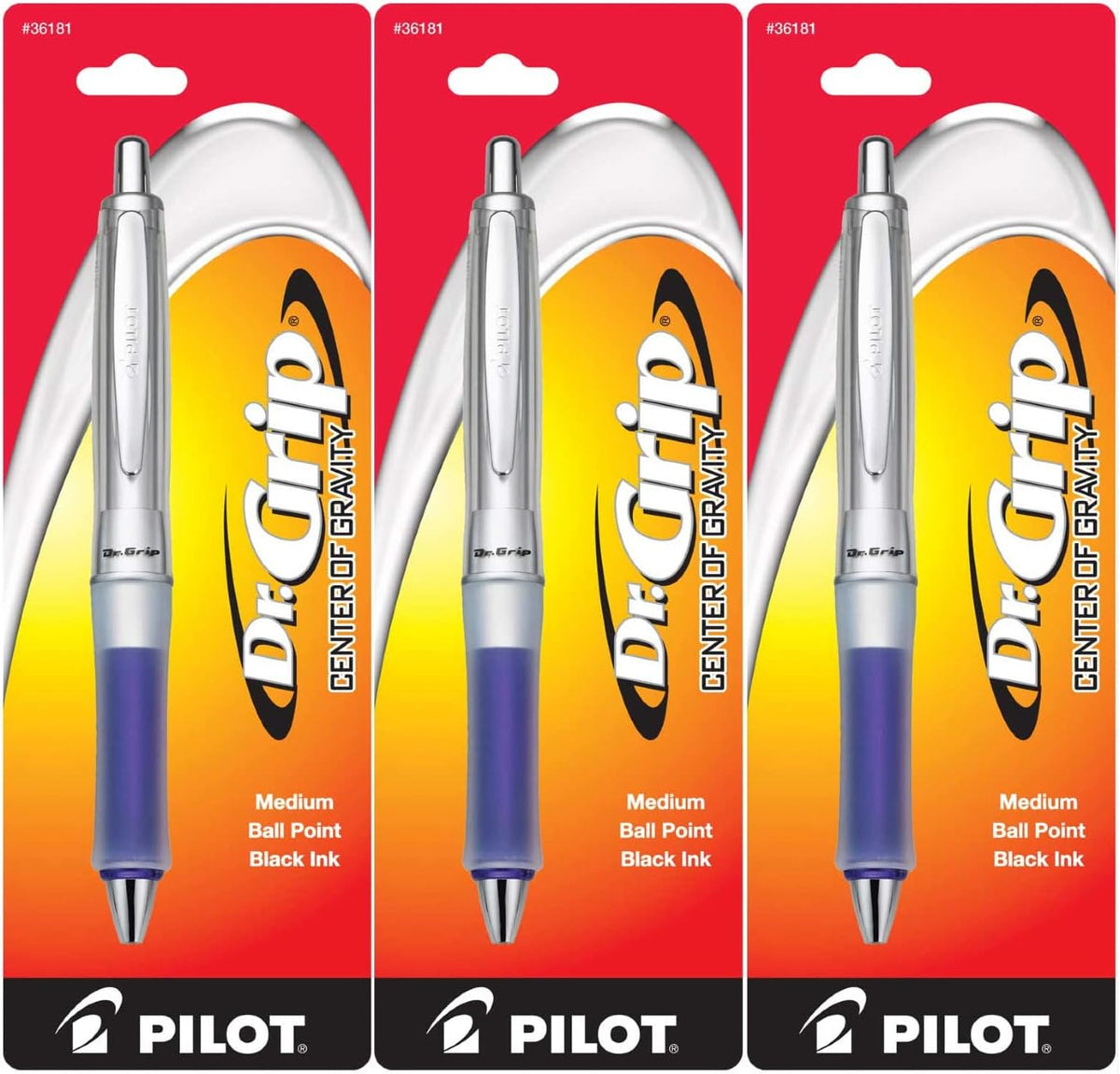 PILOT Dr. Grip Center of Gravity, Black, Single Pen- Ideal for School