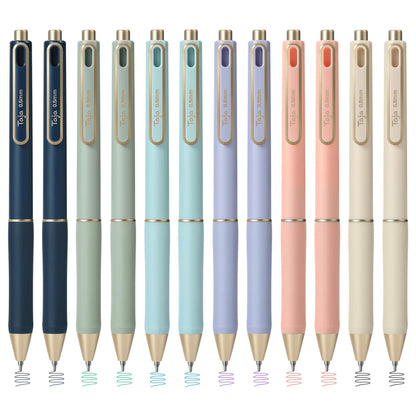 Taja Gel Pens, 6 Pcs Quick Dry Black Ink Pens, 0.5mm Fine Point, Pastel