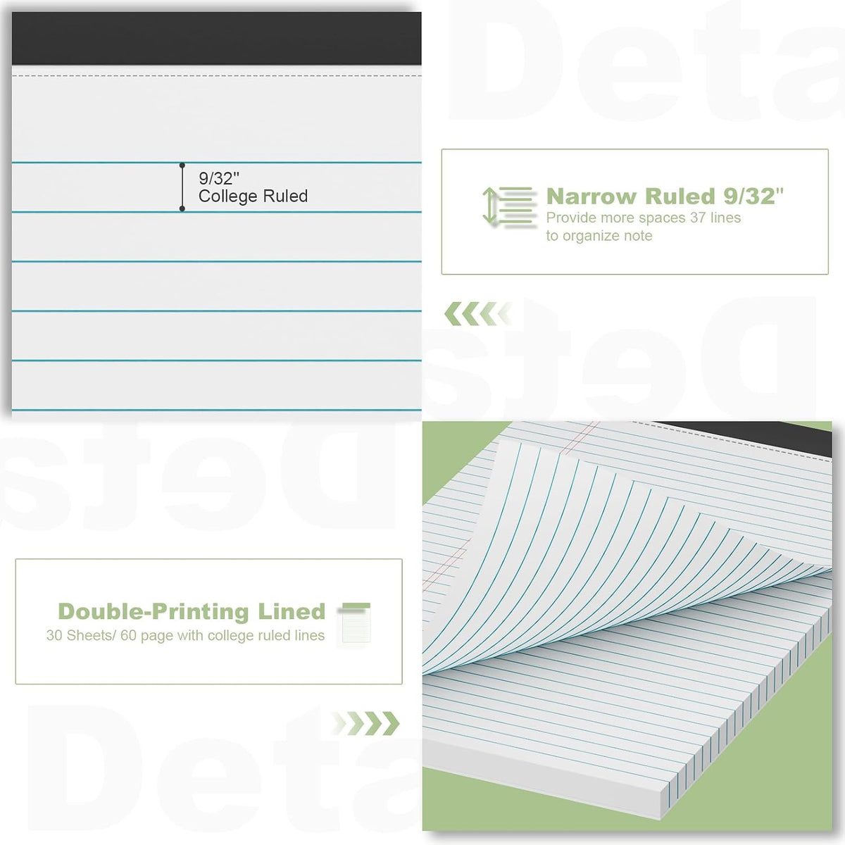 Legal Pads 8.5 x 11 Notepad, 2 Pack White Note Pads 8.5'' x 11'' for Work