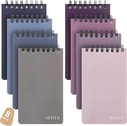 Thboxes 8 Pack Pocket Notebooks, 3 X 5 In Spiral Notepads, Lined