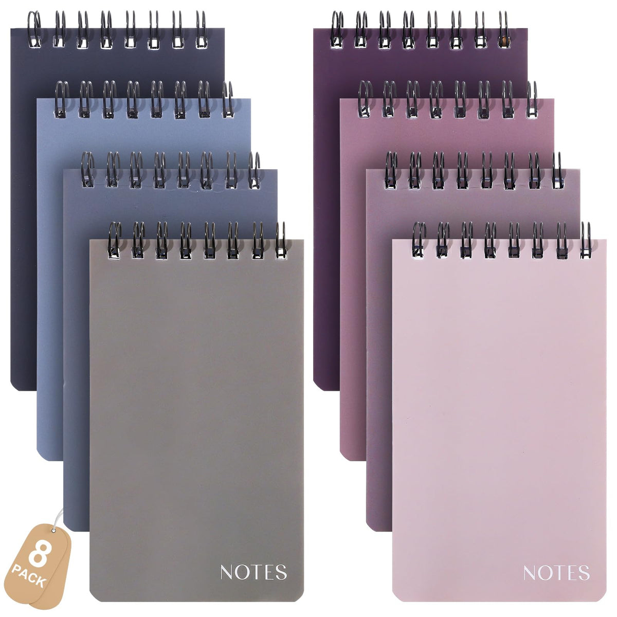 Thboxes 8 Pack Pocket Notebooks, 3 X 5 In Spiral Notepads, Lined
