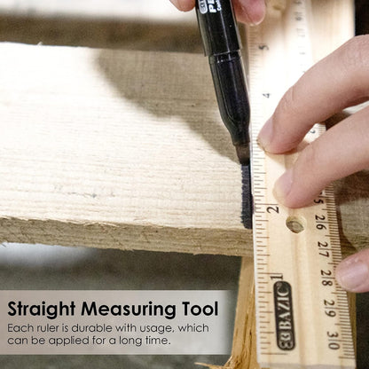 BAZIC Products 12 in Wooden Ruler, Inch & Metric (30 cm)