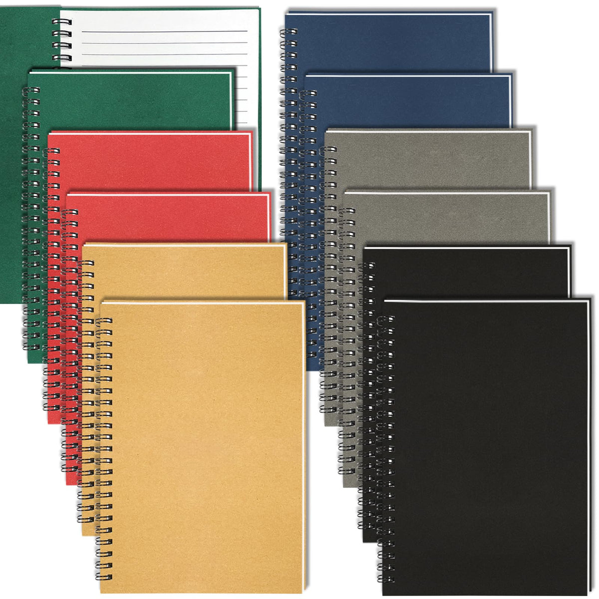 6Pack Spiral Notebook, 5.7x8.3” Small Notebooks for Work 120 Page Note Pads