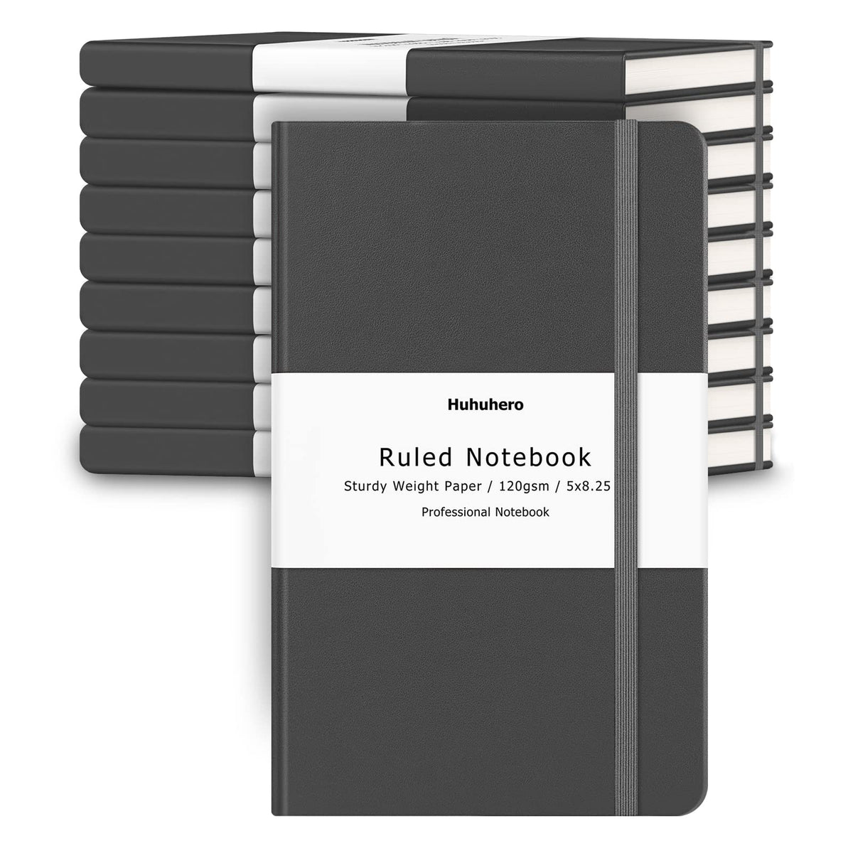 Huhuhero 10 Pack Lined Notebook Journals, College Ruled 5.25"×8.25", Green
