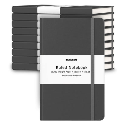 Huhuhero 10 Pack Lined Notebook Journals, College Ruled 5.25"×8.25", Green