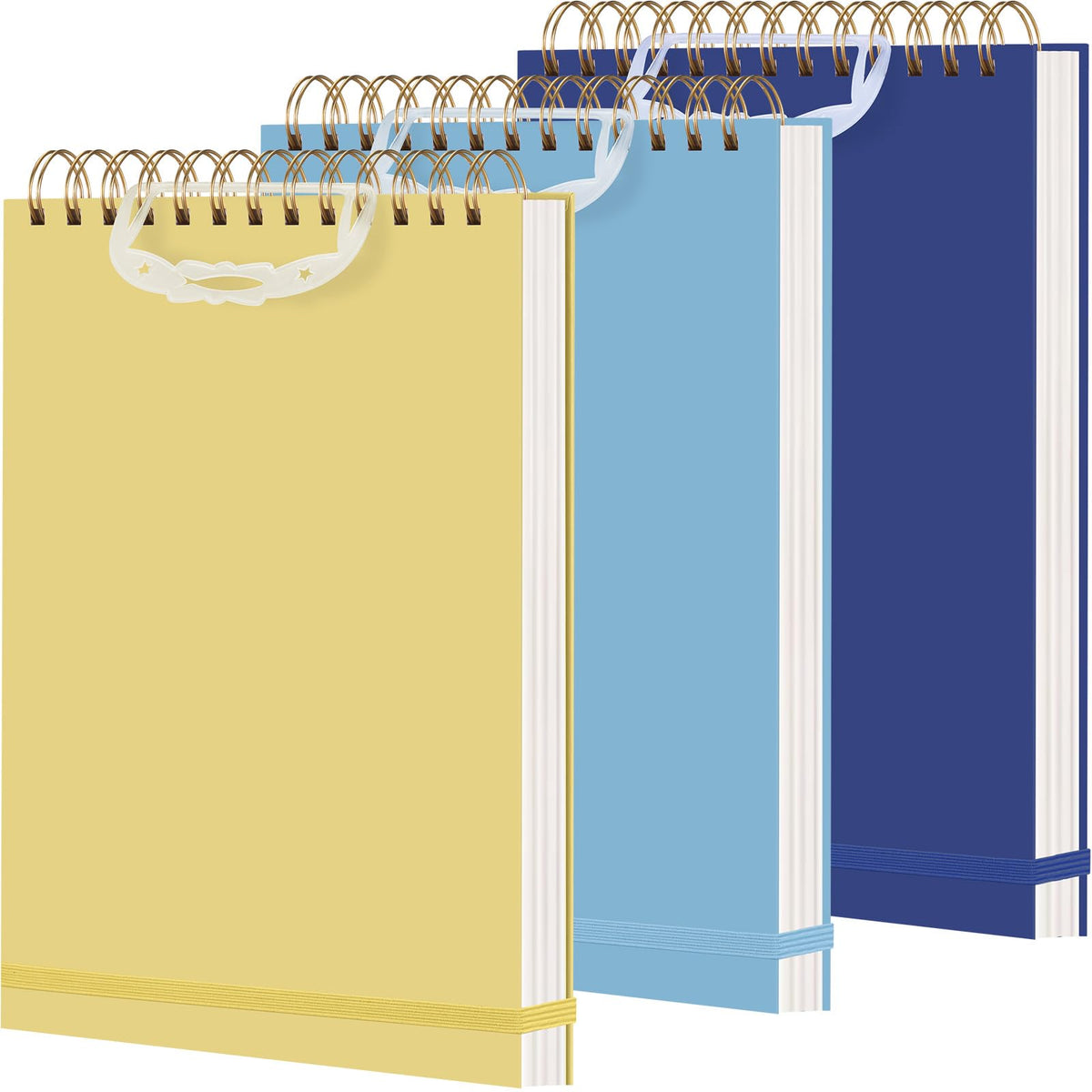 Resurhang 3 Pack Top Spiral Notebook 7"x10", Blue,Green,Gray
