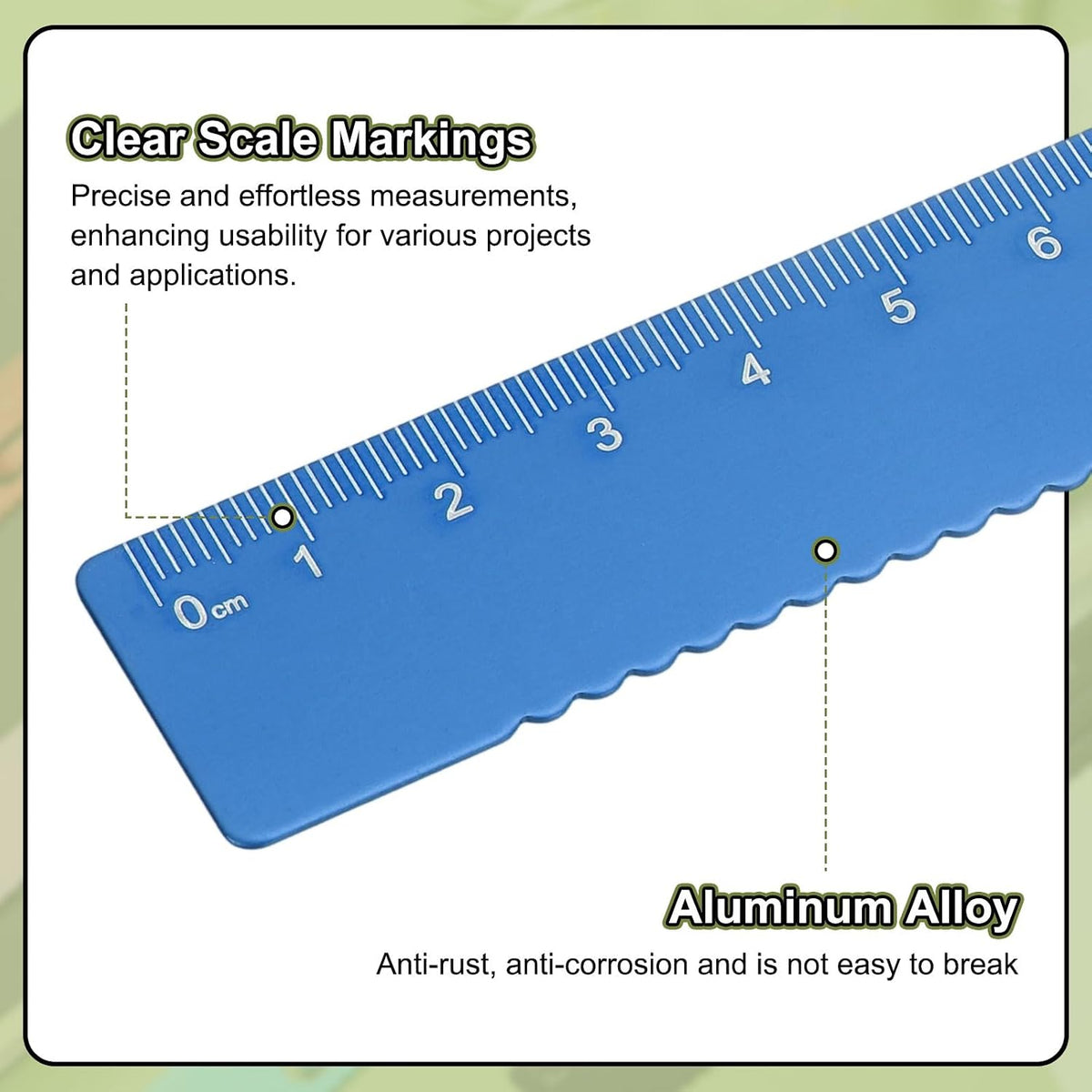 HARFINGTON 2pcs Straight Ruler 15cm Metal Bookmark Clip Rulers Blue/Rose
