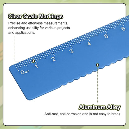 HARFINGTON 2pcs Straight Ruler 15cm Metal Bookmark Clip Rulers Blue/Rose