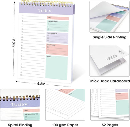 Taja To Do List Notepad, Undated Daily Planner for Work and Goal Setting