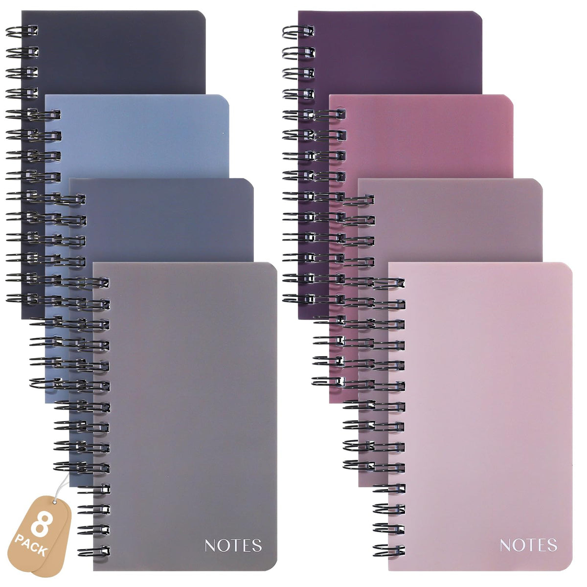 Thboxes 8 Pack Pocket Notebooks, 3 X 5 In Spiral Notepads, Lined