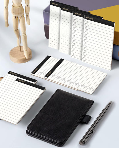 WEMATE Pocket Notebook with Pen, 10 Piece Pocket Notebook Set Brown