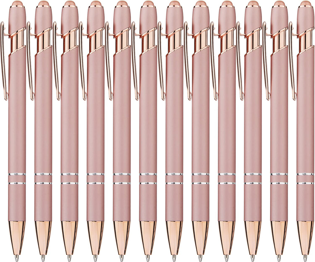 LINFANC 12 Pack Nice Black Pens Ballpoint Pens Stylus Pen for Touchscreen