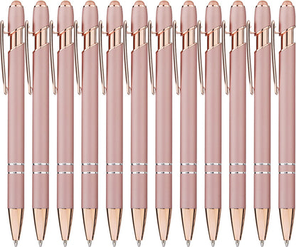 LINFANC 12 Pack Nice Black Pens Ballpoint Pens Stylus Pen for Touchscreen