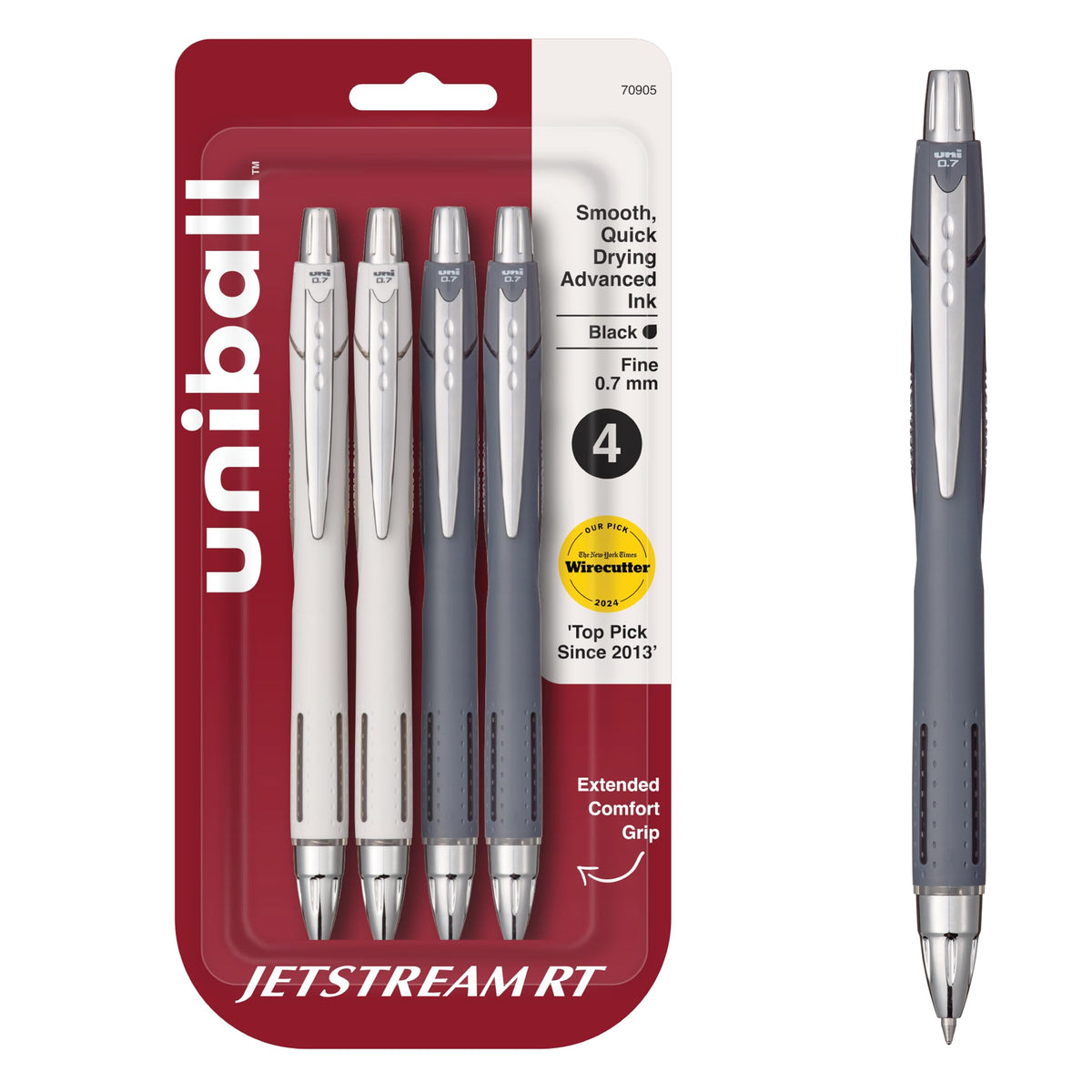 uniball™ Jetstream RT Ballpoint Pens, Black Ink, 0.7mm Fine Point, 3 Count