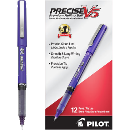 PILOT Precise V5, Extra Fine Point 0.5 mm Black Pens, Black, Pack of 12