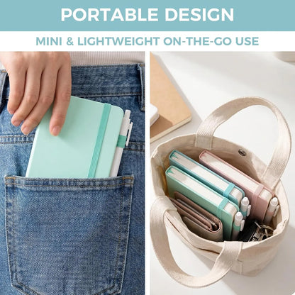 3 Pack Pocket Notebook Journals, A6 Hardcover Notepads, Pen Holder | College Ruled Pages, 5.7 x 3.7 In, Blue  Green, for Women, Office, School, Work, Travel, Bags, Notes, Lists, Meetings