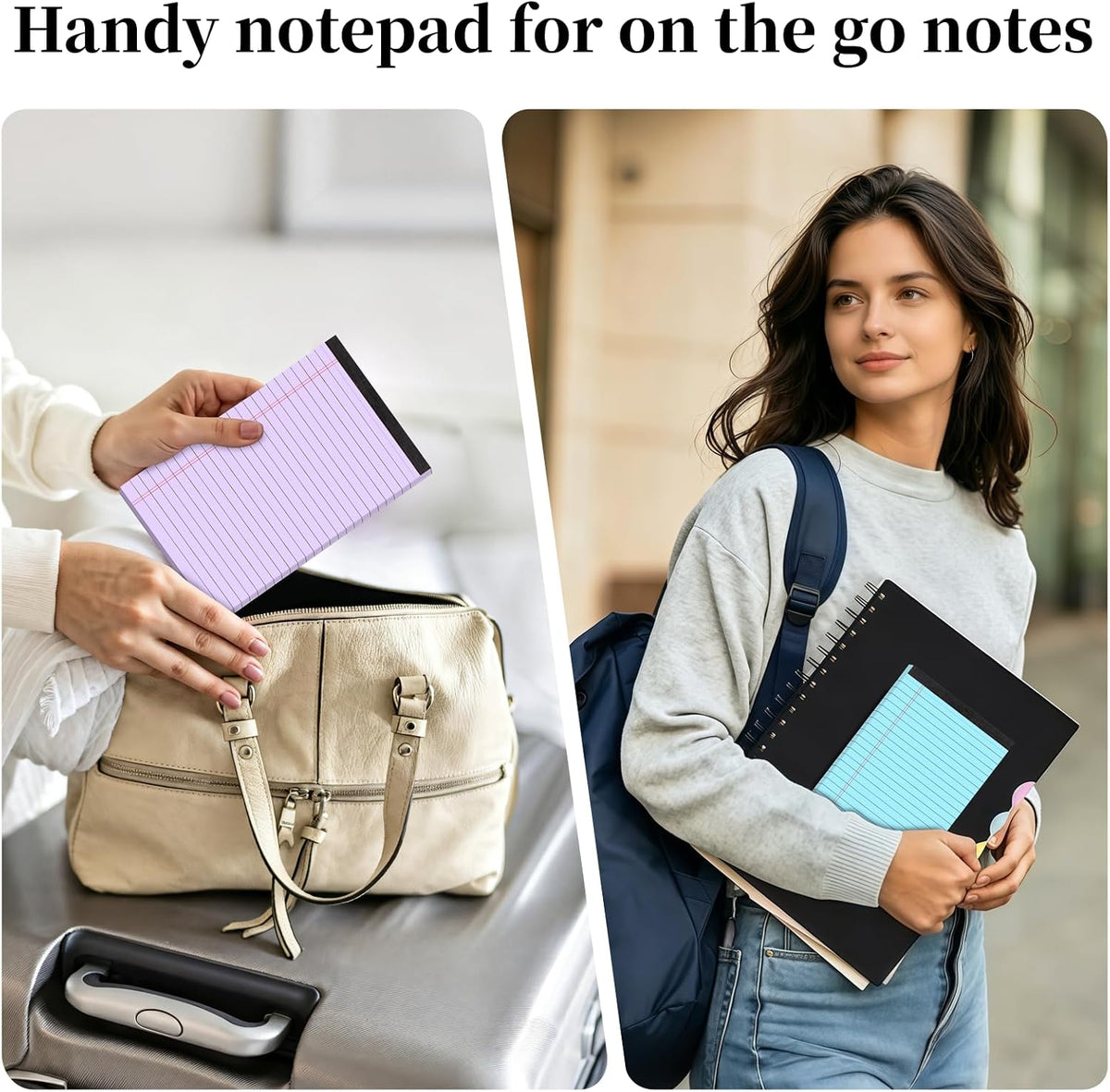 7 PCS Note Pads 5x8 Small Legal Pads 210 Sheets, Perforated Small Notebook Notepad 5 x 8 ,College Ruled Lined Paper Pads 80GSM, Mini Hard Backing Writing Pads Memo for Work School &Office Supplies-Multicolor