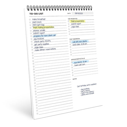 To Do List Notepad with Multiple Functional Sections, Spiral Daily Planner