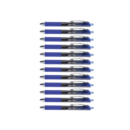 Amazon Basics Retractable Gel Pens, Fine Point 0.7mm, Smooth Writing, Assorted Colors, 12-Pack